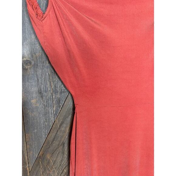 Niay Coral Ribbed Strappy Tie-Back Dress - Size Medium - Low Back - Picture 2 of 5